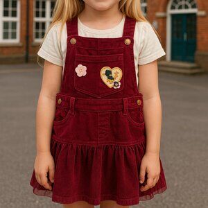 Garanimals 365 Kids Maroon Jumper Dress Tulle Skirt 2 Pockets Size 6